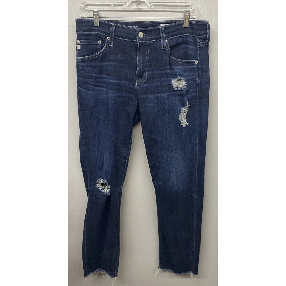 Adriano Goldschmied The Ex Boyfriend Slim Jeans Womens 28R Blue Denim Distressed
